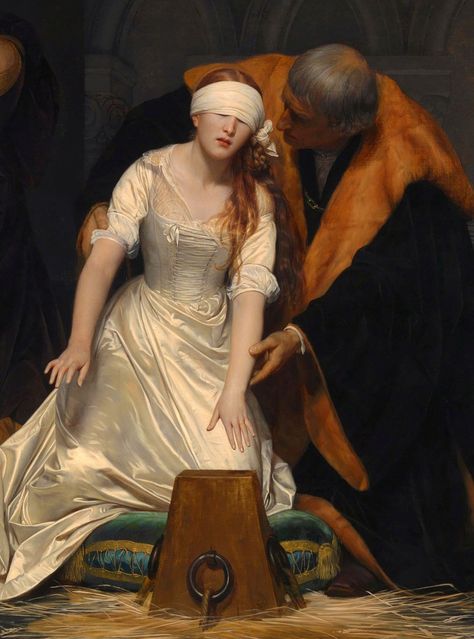 Detail -The Execution of Lady Jane Grey is an oil painting by Paul Delaroche completed in 1833 - Location National Gallery, London - Paul Delaroche, Jane Grey, Lady Jane Grey, A Woman, Grey, White