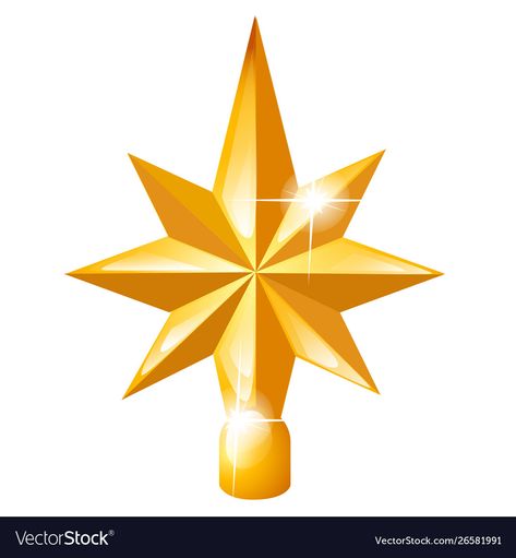 Christmas Stars Drawing, Star On Christmas Tree, Gold Star Jewelry For Christmas, Christmas Star Background, Christmas Tree Star Drawing, Gold Star Ornaments, Tree Star, Christmas Tree Star, Vector Cartoon