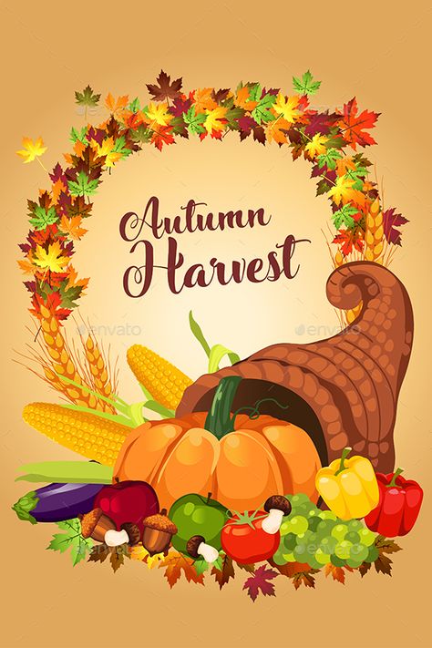 A vector illustration of Autumn Harvest Poster Harvest Festival Poster, Grandparents Day Poster, Canva Poster Ideas, Church Harvest Festival, Fall Harvest Festival, Harvest Festival Decorations, Autumn Fair, Modern Graffiti, Autumn Poster