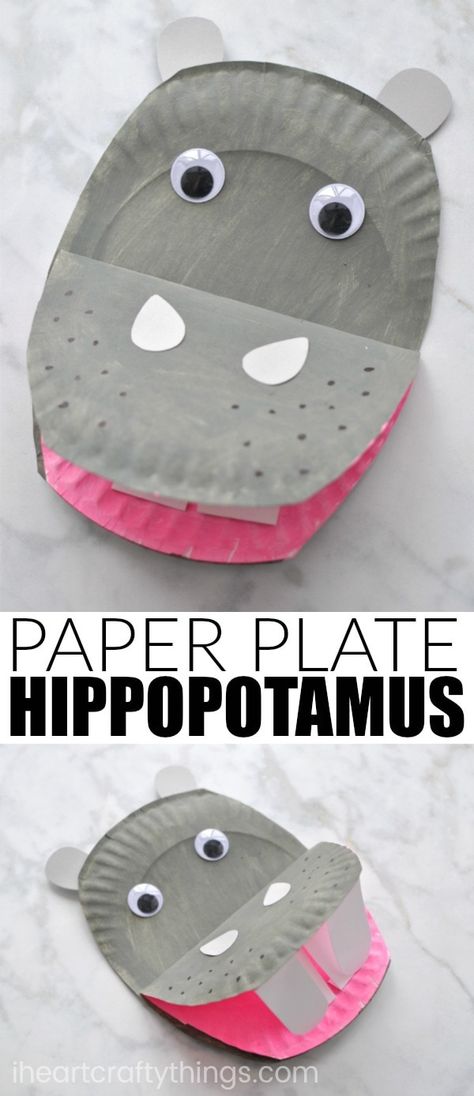 Hippopotamus Craft, Hippo Crafts, Paper Plate Art, Zoo Crafts, Paper Plate Animals, Activity For Preschoolers, Paper Plate Crafts For Kids, The Crafts, Animal Crafts For Kids