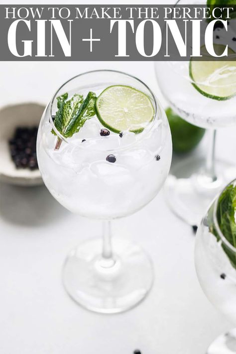 Bebida Gin, Gin And Tonic Recipe, Best Gin And Tonic, Gin Tonic Recipe, Gin Tonic Cocktail, Tonic Cocktails, How To Make Gin, Aesthetic Drinks, Gin Recipes