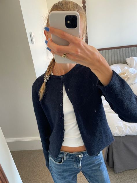 Spring Outfits With Jeans, Blue Cardigan Outfit, Outfits With Jeans, Haircare Tips, Blue Jean Outfits, Mode Zara, My Diary, Skandinavian Fashion, Uni Outfits