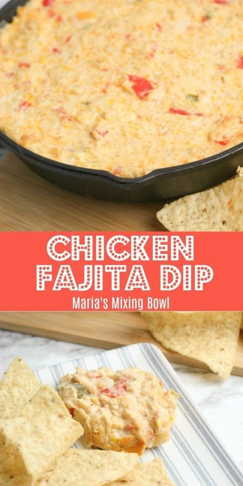 Chicken Fajita Dip Recipe, Fajita Dip, Game Day Chicken, Warm Dip Recipes, Dip For Potato Chips, Dip Party, Gluten Free Puff Pastry, Dips And Appetizers, Chicken Fajita