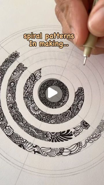 Parul || Patterns . Illustrations . Ink art . Mandala on Instagram: "Spiral patterns.. Mandala style circles.. 
Firstly I thought mandala, later I started with zen patterns and finish work has been so beautiful.. Would be posting it today itself…" Mandala Fillers Patterns, Mandala Fillers, Circle Mandala Design, Spiral Mandala, Patterns Mandala, Zen Patterns, Finish Work, Art Mandala, Spiral Pattern