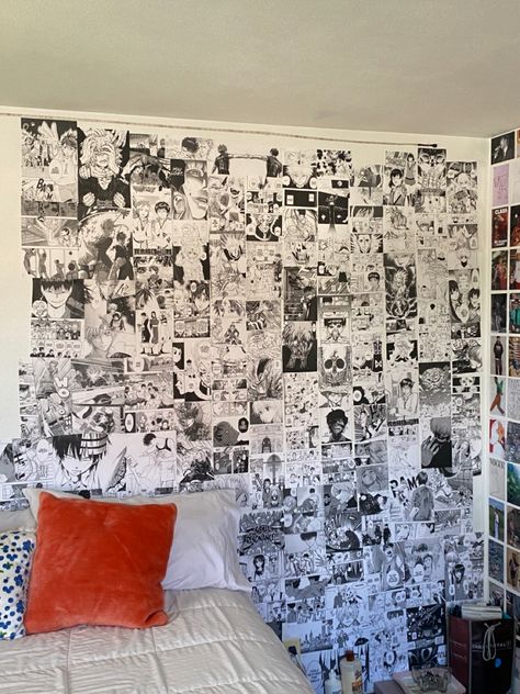 Manga Wall Bedroom, Manga Wall Room, Anime Bedroom Ideas, Comic Room, Manga Wallpapers, Anime Wall Prints !!, Tape Wall, Manga Wall, Wallpapers Cartoon