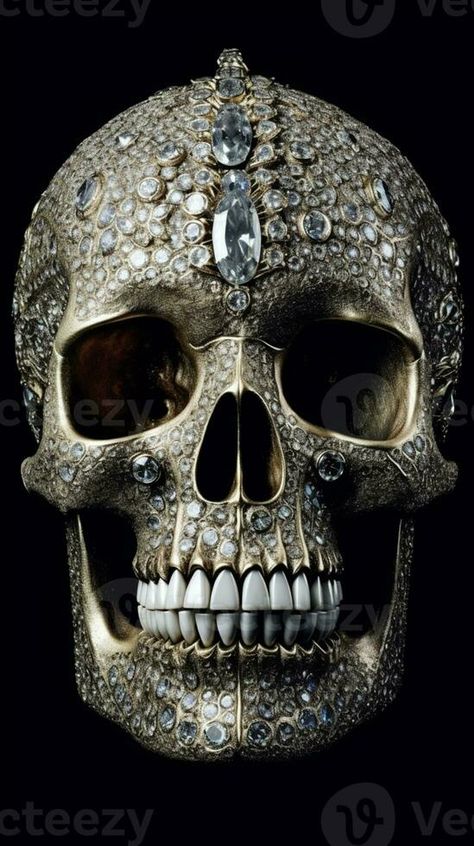 a close up of a skull with a diamond headpiece on it. generative ai. Diamond Headpiece, A Skull, Headpiece, Vector Art, Close Up, Vector Free, Photo And Video, Art