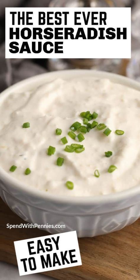 Horseradish Sauce For Steak, Homemade Horseradish Sauce, Horseradish Sauce Recipe, Prime Rib Sauce, Homemade Horseradish, Prime Rib Steak, Keto Condiments, Recipes Dips, Horseradish Recipes