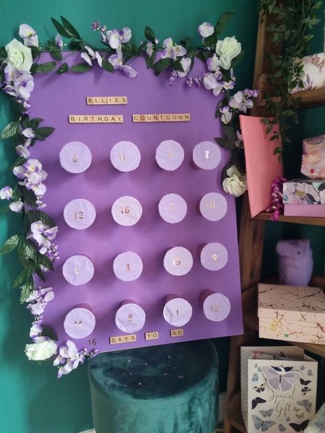 10 Days To Go Countdown Birthday Ideas, 16 Days To Go Countdown Birthday, 16 Days Of Gifts For Sweet 16 Board, 21 Days Of Birthday Gifts, Diy Birthday Countdown Ideas, 30 Days Until 30th Birthday Gifts, Sweet 16 Countdown Ideas, 18th Birthday Countdown Ideas, Countdown To Birthday Ideas