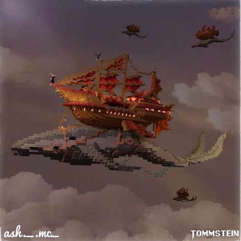 Floating Island Base Minecraft, Really Cool Minecraft Builds, Whale Minecraft Build, Minecraft Pirate Ship Tutorial, Minecraft Octopus Build, Ancient Minecraft Builds, One Piece Minecraft Builds, Pirate Minecraft Builds, Minecraft Boat Build