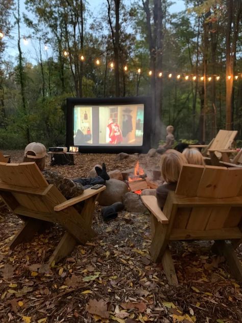 Outdoor Theater Rogue Engineer Outdoor Theater Ideas, Outdoor Projector Screen, Outdoor Theatre, Creek Ideas, Deck Building Plans, Outdoor Movie Theater, Backyard Plans, Outdoor Learning Spaces, Woodland House