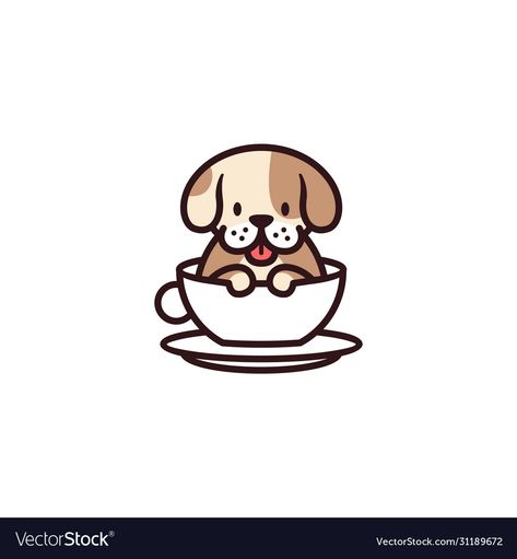 Dog Coffee Shop, Dog Cafe Logo, Dog Cafe Logo Design, Cat Cafe Logo, Dogs And Coffee Illustration, Coffee Cup Drawing, Dog Lounge, Coffee Doodle, Cafe Logo Design