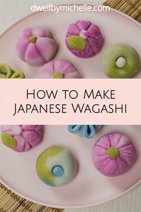 This wagashi recipe makes incredibly easy and beautiful Japanese nerikiri. Featuring homemade shiro-an (white bean paste) and sweet rice flour, this authentic wagashi recipe is sure to please and impress! #japanesefood #japanesesnacks #wagashi #nerikiri #wagashirecipe Kawaii, Authentic Japanese Dessert Recipes, Japanese Wagashi Recipe, Japanese Sweet Recipes, Japanese Pastry Recipes, Easy Japanese Snacks, Japanese Treats Recipe, Konpeito Recipe, Japanese Cookies Recipe