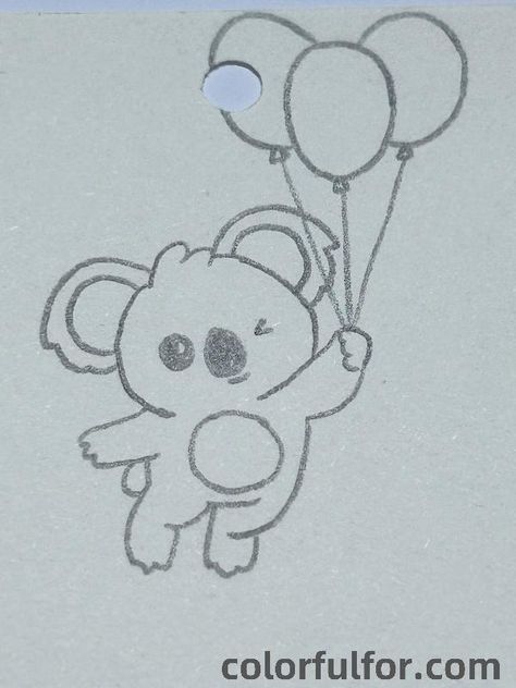 Floating-Koala-Adventure Cute Koala Drawing Easy, Koala Drawing Easy, 2025 Drawing, Koala Bear Drawing, Drawing Ideas For Your Sketchbook, Ideas For Your Sketchbook, Koala Drawing, Basketball Drawings, Fly Drawing