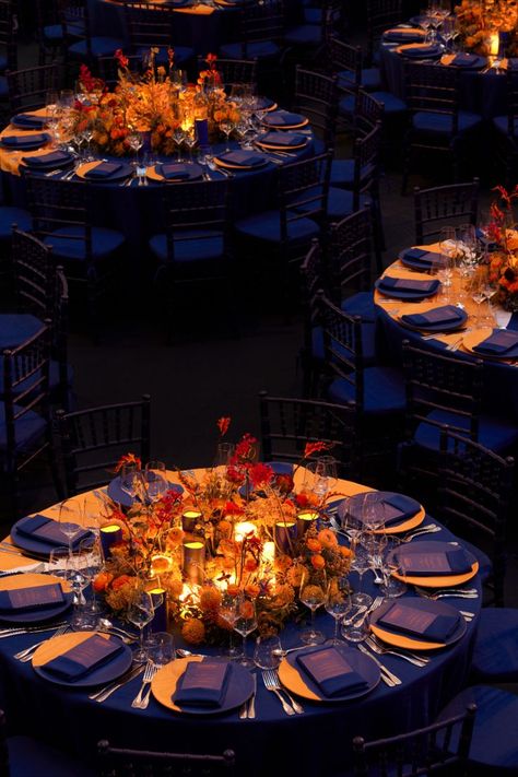 Dinner Table Set Up, Corporate Gala, Event Table Settings, Gala Decorations, Dinner Centerpieces, Corporate Dinner, Corporate Events Decoration, Blue Centerpieces, Corporate Event Design