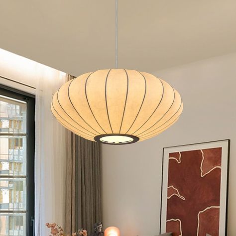 HUOKU Kateo Silk White Rustic Lantern Medium Pendant Light with Cream White Fabric Shade in the Pendant Lighting department at Lowes.com Paper Lantern Overhead Light, Silk Pendant Light, Large Paper Lantern Pendant, Fabric Lantern, Asian Lamps, Contemporary Lamp, Hotel Inspiration, Fabric Pendant, Lantern Pendant Lighting