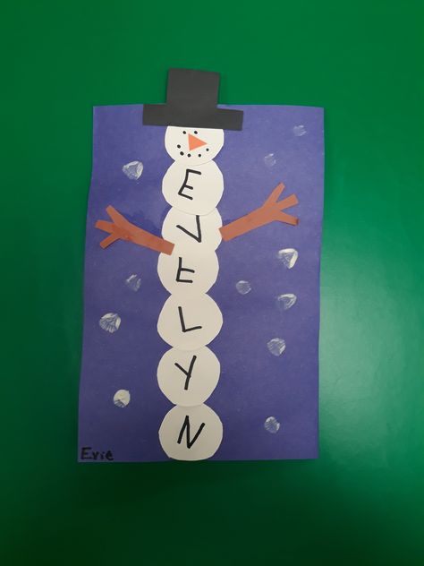 Winter Infant Crafts, Snowman Name Craft, Snowman Name, Snowman Crafts Preschool, Baby Footprint Crafts, Kwanzaa Crafts, Winter Crafts For Toddlers, Snow Crafts, Preschool Christmas Activities