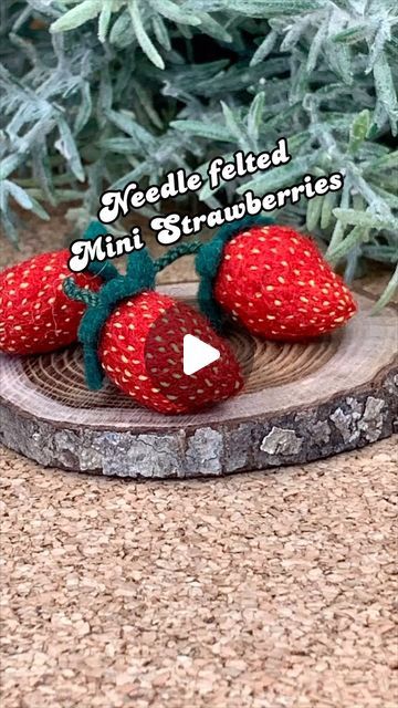 Tina Nichols on Instagram: "Realistic needle felted mini strawberries made from merino wool and felt #strawberries🍓 #miniatureberries #needlefelting #craftaccessories #shoptinibaybeez" Felt Strawberries, Strawberry Fairy, Felted Art, Craft Accessories, Felt Art, Needle Felted, Needle Felting, Strawberries, Art For Sale