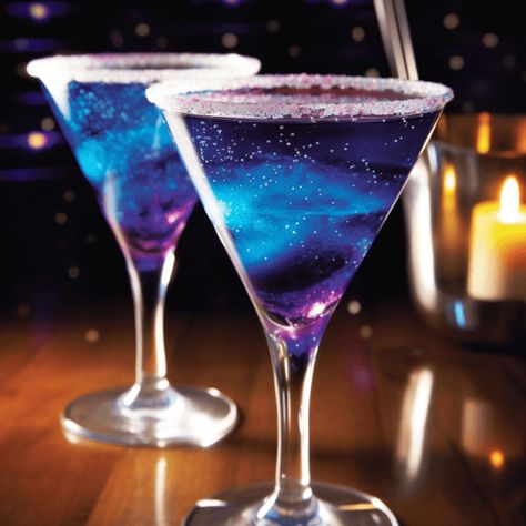 Galaxy Cocktail Recipe | How to Make the perfect Galaxy Cocktail Galaxy Cocktail Recipe, Galaxy Cocktail, Glitter Cocktails, Eclipse Party, Galaxy Wedding, Cocktails To Try, Drink Recipes Nonalcoholic, Premium Vodka, Unique Cocktails