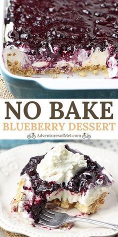 No Bake Blueberry Dessert, Easy Blueberry Desserts, Blueberry Yum Yum, Blueberry Desserts Recipes, Blueberry Delight, Smores Dessert, Dream Whip, Tiramisu Dessert, Blueberry Pie Filling