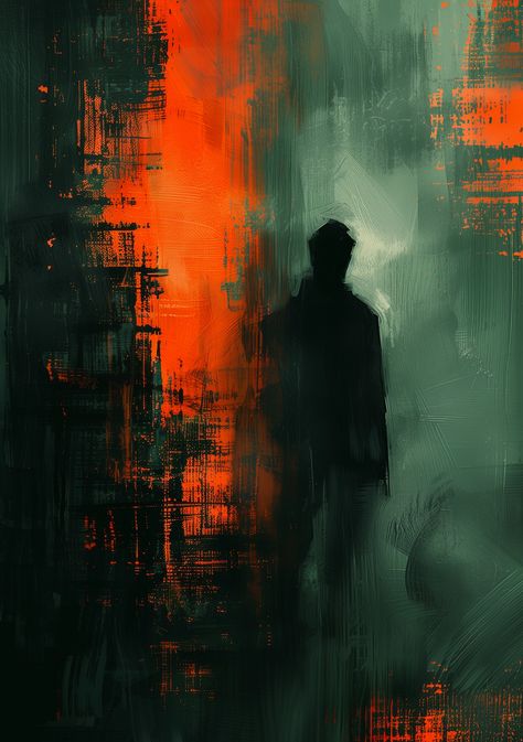 🎨💫Try Exclusive Midjourney Prompts - Follow Link in my Bio🌐🔗 Portraits Abstract, A Man Standing, Abstract Figure Art, Canvas Art Painting Abstract, Standing In The Rain, Moody Art, Beautiful Abstract Art, Dark Green Background, Art Gallery Wallpaper