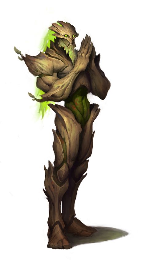 Treant Character Design, Fae Warlock, Tree Armor, Dryad Male, Tree Golem, Golem Fantasy Art, Forest Golem, Male Dryad, Wood Golem