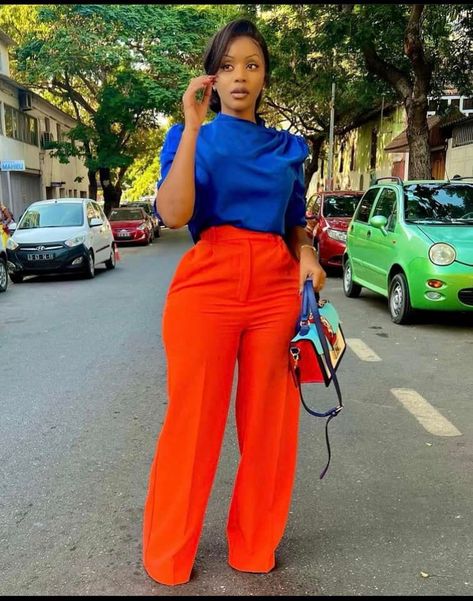 #fashion #fashionoutfits #trends #style Orange Pants Outfit, Graduation Outfits For Women, Stylish Naija, Not Giving Up, Pants Outfit Fall, Colour Combinations Fashion, Color Combos Outfit, Color Blocking Outfits, Orange Pants