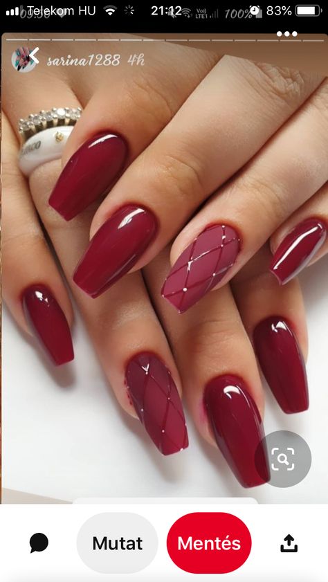 Red Gel Nails, Maroon Nails, Classy Nail Designs, Fancy Nails Designs, Stylish Nails Designs, Gel Nails Diy, Glitter Gel Nails, Simple Gel Nails, Work Nails