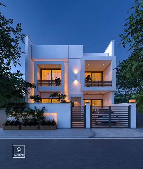 Box House Box Style House Design, 2 Balcony House, Box House Design Modern Home Exterior, Trending House Designs, Boxed House Design, Box Model House Design, 2 Floor House Design Exterior, Medium House Design, House Balcony Exterior