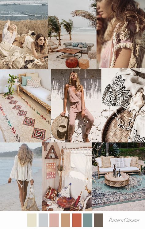 BOHEMIAN BEACH by Pattern Curator (SS20) Pattern Curator, Mood Colors, Bachelor Of Fine Arts, Mood Board Inspiration, Bohemian Beach, Mood Board Fashion, Color Stories, Color Print, Color Textures