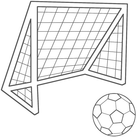 coloring page - Soccer ball  net (kids, sports) Soccer Drawing, Messi Gif, Football Coloring Pages, Goals Football, Sports Coloring Pages, Goal Net, Soccer Theme, Ball Drawing, Mom Junction