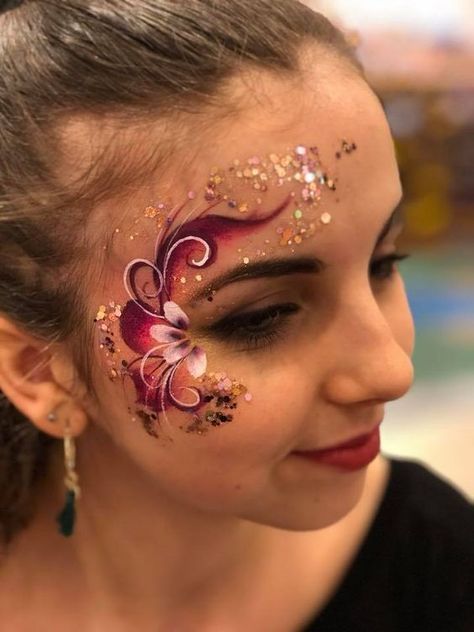 Melissa K Face Painting Eye design Face Painting Flowers, Eye Face Painting, Bodysuit Tattoos, Festival Face Paint, Body Painting Festival, Adult Face Painting, Girl Face Painting, Festival Face, Face Painting Easy