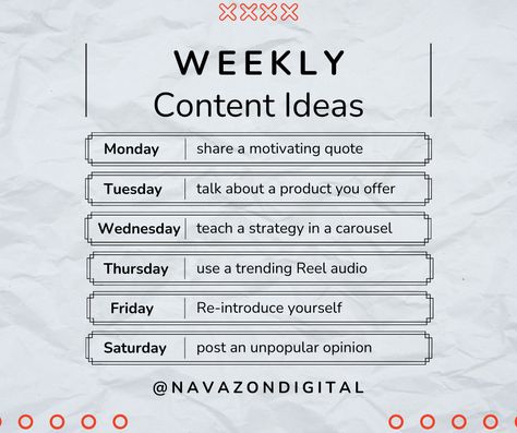 Weekly Content Ideas 


Struggling to come up with fresh content? We’ve got you covered with these simple and engaging ideas for each day of the week! 🔥 Unpopular Opinion, Content Ideas, Day Of The Week, Each Day, Marketing Tips, How To Introduce Yourself, Marketing, Quotes