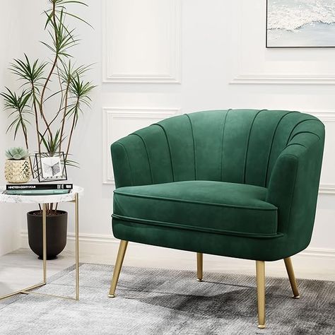 Amazon.com: Andeworld Velvet Accent Chair, Upholstered Modern Single Sofa Side Chair,Comfy Barrel Club Living Room Armchair with Golden Metal Legs for Bedroom Living Reading Room Office, Beige : Home & Kitchen Velvet Green Couch, Single Couch, Green Velvet Armchair, Comfy Armchair, Green Couch, Velvet Accent Chair, Single Sofa Chair, Accent Arm Chairs, Trondheim