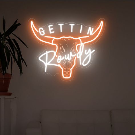 Celebrate with our "Getting Hitched/ Rowdy" LED neon sign! This neon sign adds a touch of rustic charm to your bachelorette party or wedding celebration, creating a cheerful and lively atmosphere that's sure to catch your guests' attention. Whether you're hosting a country-themed bridal shower, a rustic bachelorette party, or a western-themed wedding reception, this neon light will add the perfect finishing touch to your decor. 🙌Package Includes: ✦Neon sign x 1 ✦110-240 Volt Adapter x 1 ✦Mounti Country Neon Sign, Cowgirl Neon Sign, Bachelorette Country Theme, Western Esthetics, Western Neon Signs, Country Party Theme, Western Engagement Party, Rustic Bachelorette Party, Cowboy Wedding Decorations