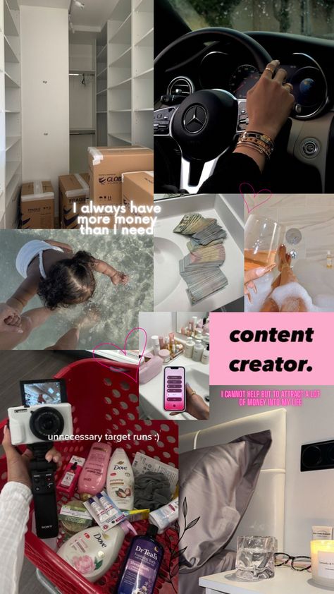 Rich Youtuber Aesthetic, 2023 Vision Board Content Creator, Youtube Asthetic Picture, Become A Content Creator, How To Make Vision Board On Phone, Youtube Goals, Tiktok Influencer Vision Board, Wig Influencer Vision Board, Youtube Manifestation