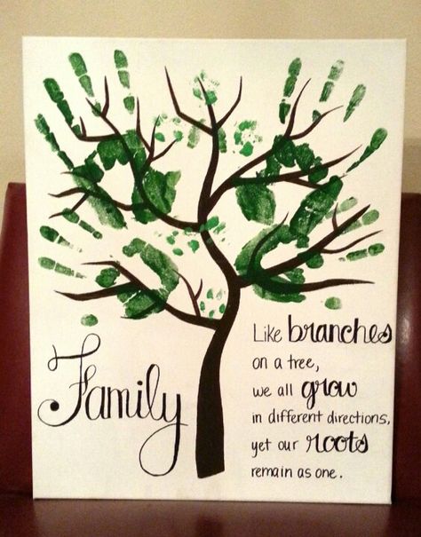 Family Handprint Tree art... like branches on a tree, we all grow in different directions, yet our roots remain as one". Handprint Gifts, Footprint Art, Handprint Crafts, Family Crafts, Handprint Art, Fathers Day Crafts, Family Art, Grandparents Day, Mothers Day Crafts