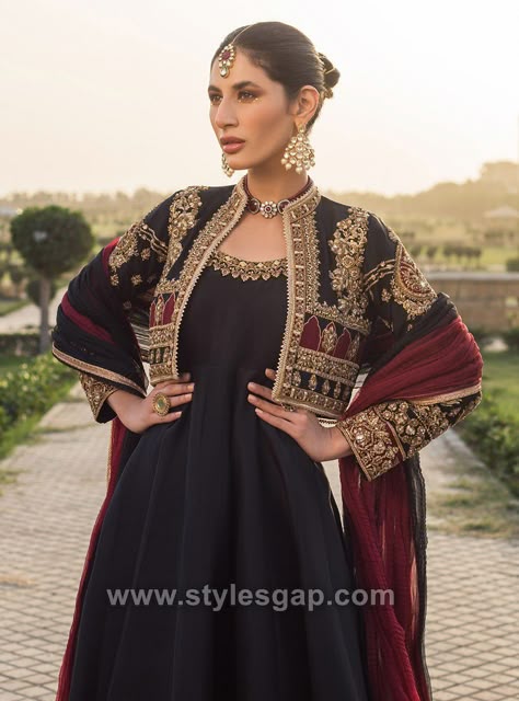 https://pin.it/4P6tKUy Black And Maroon Outfit, Bridal Dresses Pakistan, Pakistani Wedding Outfits, Pakistani Fancy Dresses, Pakistani Fashion Party Wear, Embellished Neckline, Beautiful Pakistani Dresses, Bridal Dress Fashion, Stylish Party Dresses