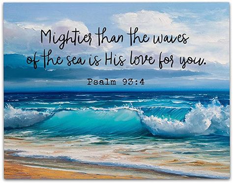 Psalm 93 4, Psalm 93, Deuteronomy 31 6, Bible Study Group, Christian Messages, Scripture Print, Bible Verse Wall, Beach Print, Color Print