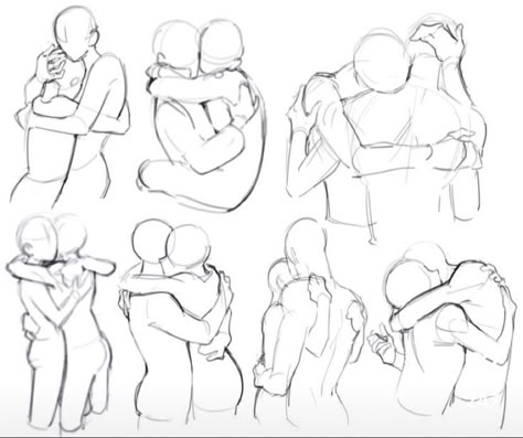 Waist Grab Drawing, Couple Hug Drawing Reference, Sketch Of People Hugging, Sleep Poses For Couples, Holding Hands To Chest Reference, Drawing Base Reference Male, Cute Couple Poses Drawing Hugging, Slap Reference Drawing, Hand On Back Reference