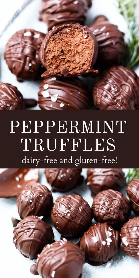 Chocolate Peppermint Truffles, Drinks Chocolate, Gluten Free Christmas Desserts, Peppermint Truffles, Gluten Free Christmas Cookies, Gluten Free Holiday, Chocolate Drink, Gluten Free Christmas, Recipes Chocolate