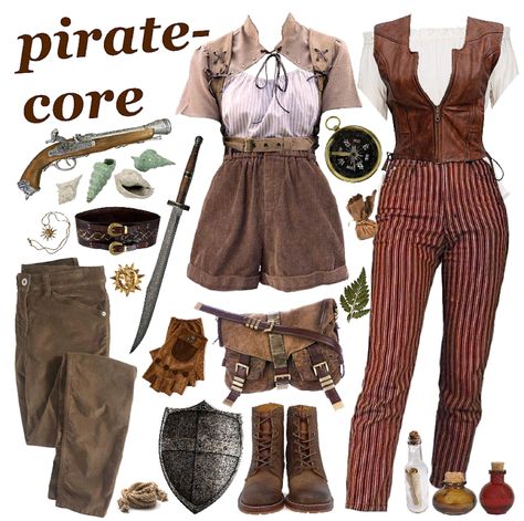 piratecore outfit ideas | f*ck society i wanna be a pirate #aesthetic #vintage #retro #ocean #grunge #punk #lgbtq #nonbinary #leather #periodpiece Pirate Aesthetic Clothing, Pirate Inspired Outfits Casual, Pirate Core Outfits, Library Outfits Aesthetic, Piratecore Outfit, Hobbit Aesthetic Clothes, Fantasycore Outfits, Piratecore Fashion, Ocean Grunge