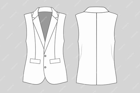 Premium Vector | The front and back of a vest vest technical fashion illustration vest vector Vest Technical Drawing, Flat Drawings, Flat Sketches, Tech Fashion, Technical Drawing, Gym Wear, Fashion Sketches, Womens Vest, Premium Vector