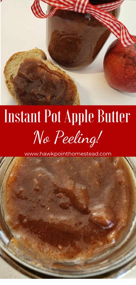 This easy apple butter instant pot recipe with no peeling is the simplest recipe for making delicious apple butter. Enjoy this delicious instant pot apple butter recipe! It is an easy recipe and is so good on toast, bagels, biscuits, everything! I love it just out of the jar, like homemade applesauce. It can make a great side dish also, without having to be spread. The delicious homemade apple butter has great flavor! Apple Butter Without Peeling Apples, How To Make Apple Butter From Applesauce, Apple Peanut Butter Recipes, Homemade Canned Apple Butter, Instant Pot Apple Butter Recipe, Apple Butter Instant Pot Recipe, How To Use Apple Butter, Jonagold Apple Recipes, Canned Apple Butter Recipe