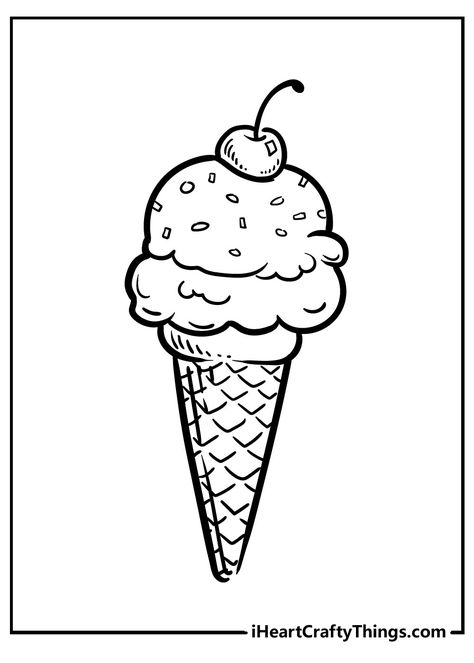 Ice Cream Coloring Pages Ice Cream Outline, Ice Cream Coloring, Printable Ice Cream, Ice Cream Coloring Pages, Colouring Pictures, Birth Colors, Embellishment Ideas, Rainbow Ice Cream, Minecraft Coloring Pages