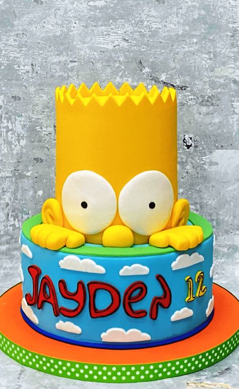 Simpsons Birthday Party, Simpson Themed Birthday Party, Bart Simpson Cake, The Simpsons Birthday, Simpsons Cake Birthday, Simpson Cake Ideas, The Simpsons Cake, Simpsons Cake Ideas, Bart Simpson Cake Birthdays