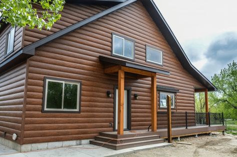 Log Cabin Vinyl Siding, Log Siding Exterior, Vinyl Log Siding, Log Cabin Siding, Steel Siding, Rustic Log Cabin, Fort Morgan, Log Siding, Siding Colors