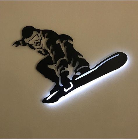 Excited to share the latest addition to my #etsy shop: Snowboarder LED metal wall decor, snowboarder gift, boarder christmas gift, boarder with led backliht, winter sport accessory, mancave decor https://etsy.me/3S4dKZr #black #metalworking #unframed #bedroom #boarding Snowboard Party Decorations, Snowboard Decoration Ideas, Sports Playroom, Snowboard Room, Snowboards On Wall, Snowboard Bedroom, Snowboard On Wall, Snowboard Wall Decor, Snowboard On Wall Decor