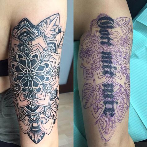 #tattoo #entertainment #theawesomedaily Tato Lengan Bawah, Tato Mandala, Arm Cover Up Tattoos, Tatuaje Cover Up, Tato Suku, Mangas Tattoo, Wörter Tattoos, Tato Dengan Makna, Tattoo Ideas Males