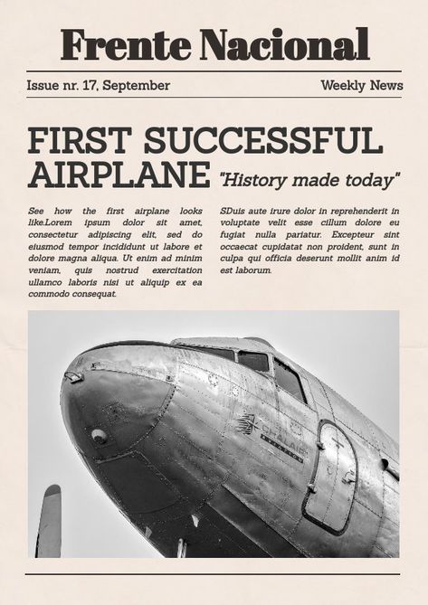 English Newspaper Articles, Old Newspaper Template, Airplane History, Online Poster Maker, English Newspapers, Digital Newspaper, Newspaper Template, Historical Newspaper, Newspaper Article