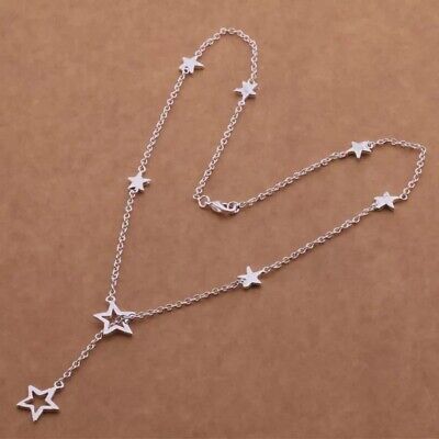 Premium 925 Sterling Silver Multi-Star Lariat Y-Shape Charm Pendant Necklace 16 N174, Fashion Jewelry Stars Necklace, Star Necklace Silver, Fashion Jewelry Sets, Charm Pendant Necklace, Star Bracelet, Star Jewelry, Moon Jewelry, Silver Plated Necklace, Silver Plated Jewelry